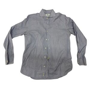 Boggi Milano Mens Tailored Fit Micro Check Dress Shirt Blue White 40 15.75 Italy